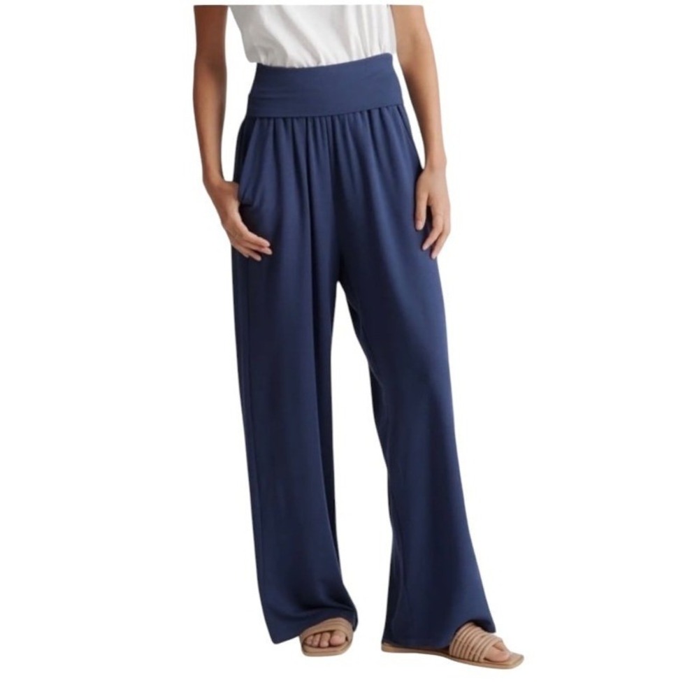 Quince French Terry Modal Wide Leg Pants Women Medium Navy Lounge Athleisure
